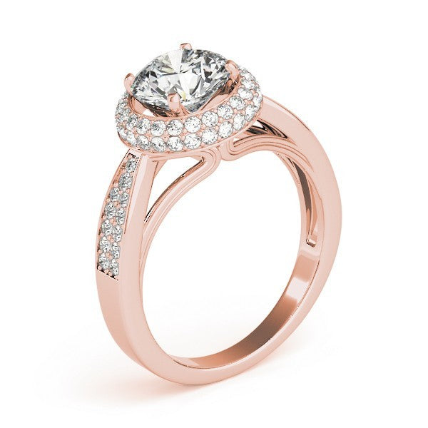 2.00 Ct Lab Grown Round Diamond Halo Engagement Ring 18K White Gold