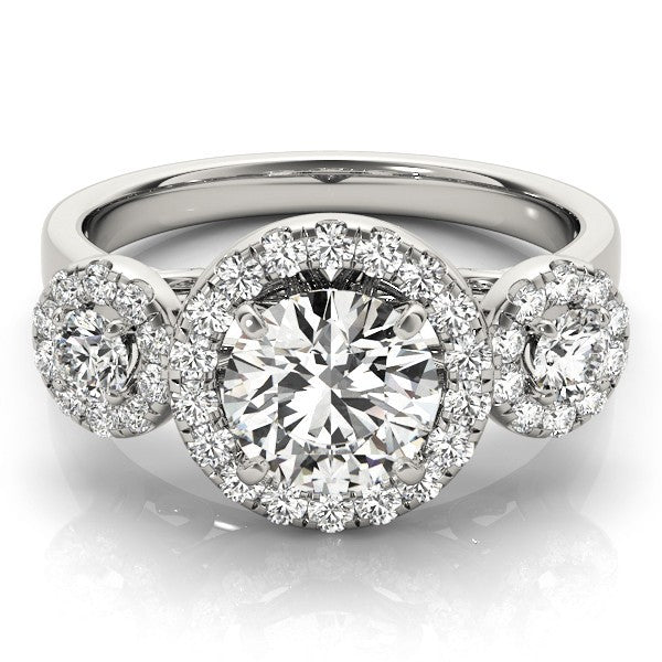2.00 Carat DE/VS Lab Grown Round Cut Diamond Halo Engagement Ring 18K White Gold