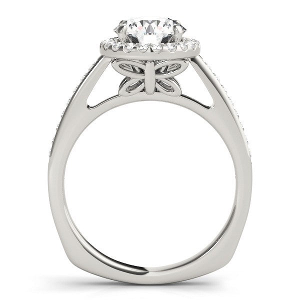 2.00 Ct DE/VS Lab Grown Round Diamond Halo Engagement Ring 18K White Gold