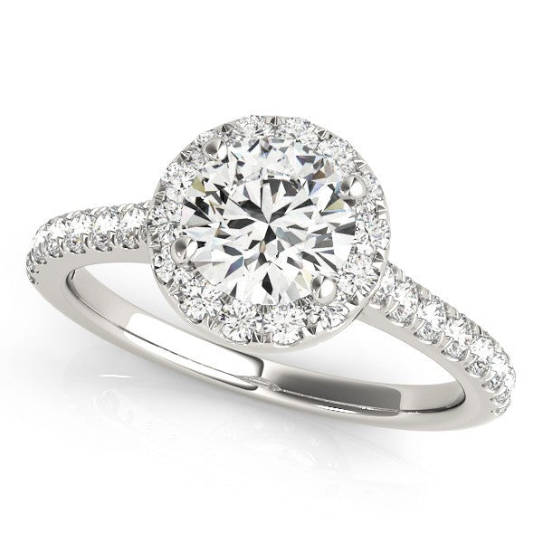 Lab Grown Round Diamond Halo Engagement Ring 18K Rose Gold