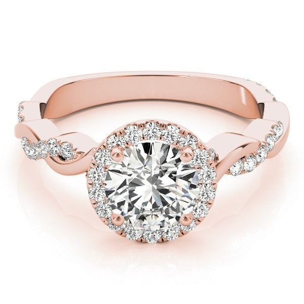 Lab Grown Round Diamond Halo Engagement Ring 18K White Gold