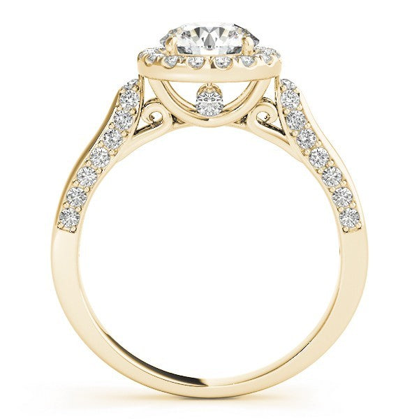 Lab Grown Round Diamond Halo Engagement Ring 18K Yellow Gold