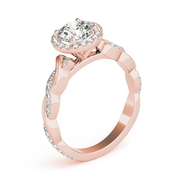 Lab Grown Round Diamond Halo Engagement Ring 18K White Gold