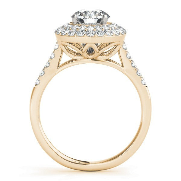 Lab Grown Round Diamond Halo Engagement Ring 18K Rose Gold
