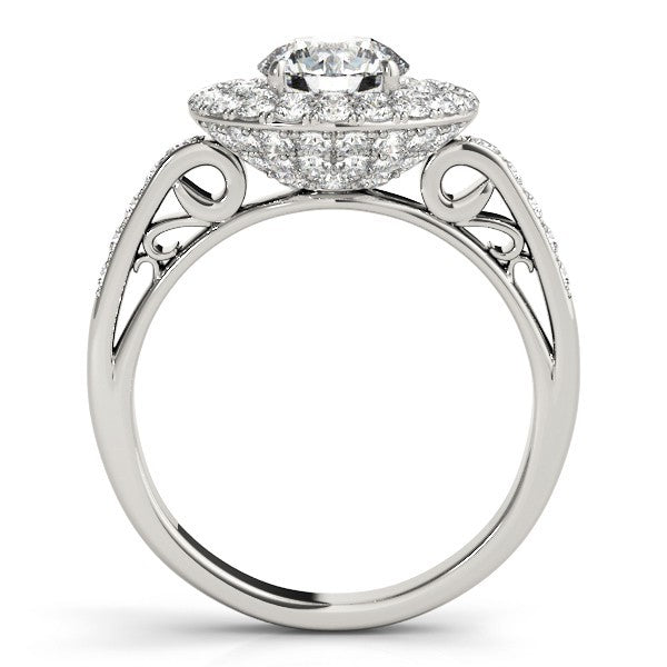4.00 Carat DE/VS Lab Grown Round Cut Diamond Halo Engagement Ring 18K White Gold