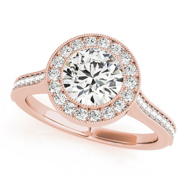 Lab-Grown Diamond Halo Engagement Ring in 18K Rose Gold