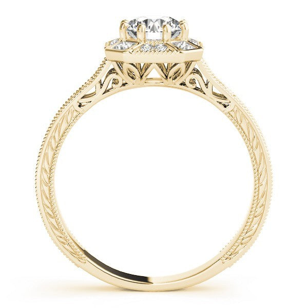Lab Grown Round Diamond Halo Engagement Ring 18K White Gold