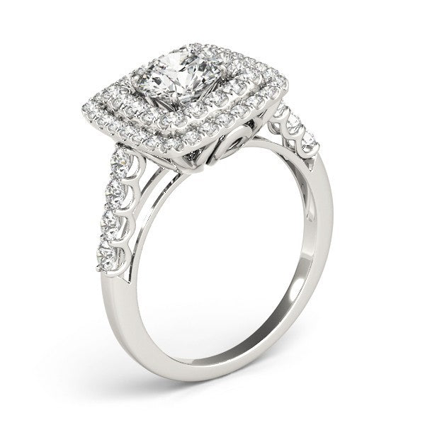 3.00 Carat DE/VS Lab Grown Round Cut Diamond Halo Engagement Ring 18K White Gold