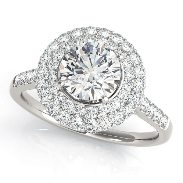 Lab Grown Round Diamond Halo Engagement Ring 18K Rose Gold