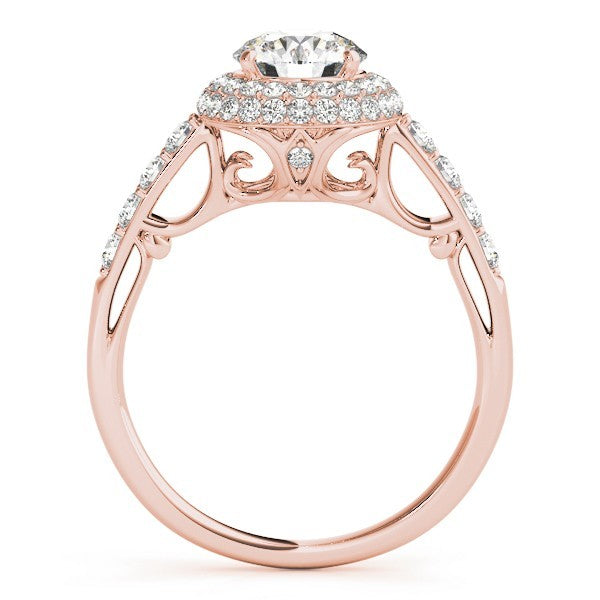 Lab Grown Round Diamond Halo Engagement Ring 18K Yellow Gold