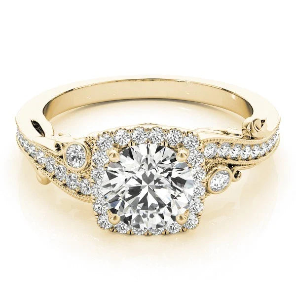Lab Grown Round Diamond Halo Engagement Ring 18K Rose Gold