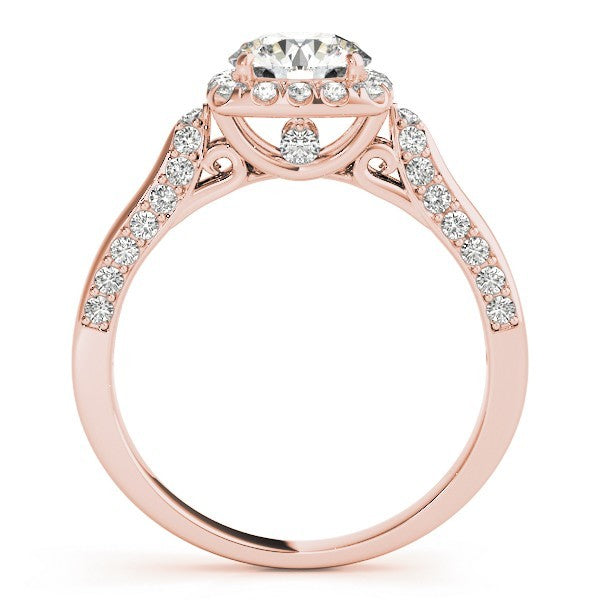 Lab Grown Round Diamond Halo Engagement Ring 18K Yellow Gold