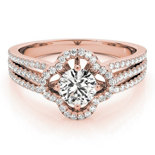 Lab Grown Round Diamond Halo Engagement Ring 18K White Gold