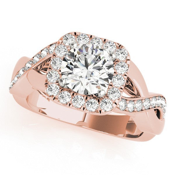 Lab Grown Round Diamond Halo Engagement Ring 18K White Gold