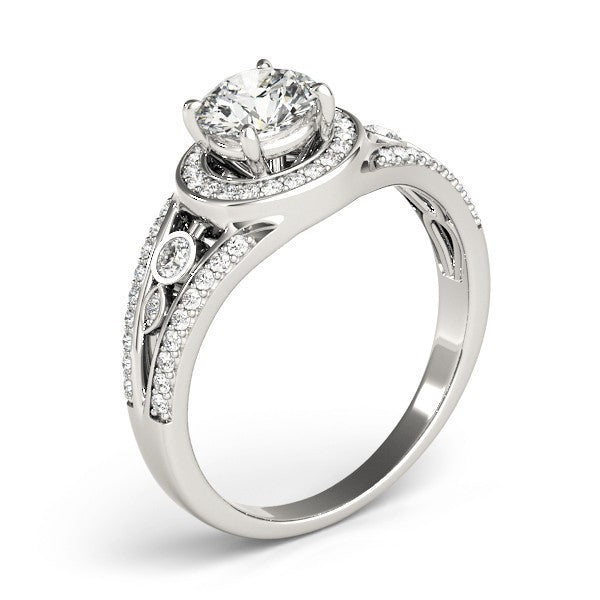 2.00Ct DE/VS Lab Grown Round Diamond Halo Engagement Ring 18K White Gold