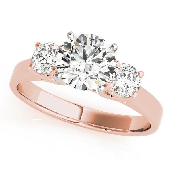 Lab Grown Round Diamond Three Stone Engagement Ring Platinum