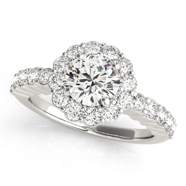2.00Ct DE/VS Lab Grown Round Diamond Halo Engagement Ring 18K White Gold