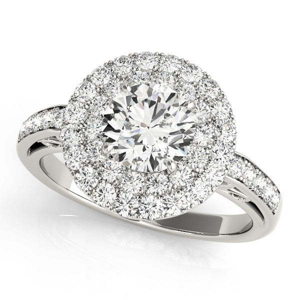 4.00 Carat DE/VS Lab Grown Round Cut Diamond Halo Engagement Ring 18K White Gold