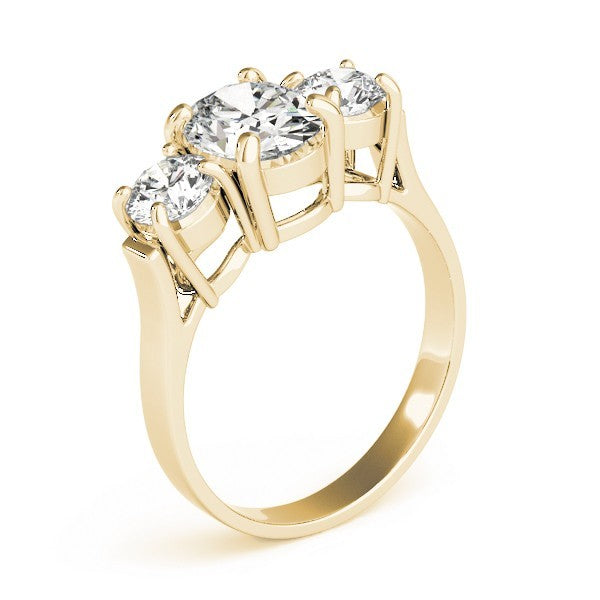 18k yellow gold Oval cut Trilogy Engagement Ring Ð 2Ct DE/VS Lab Grown Diamonds