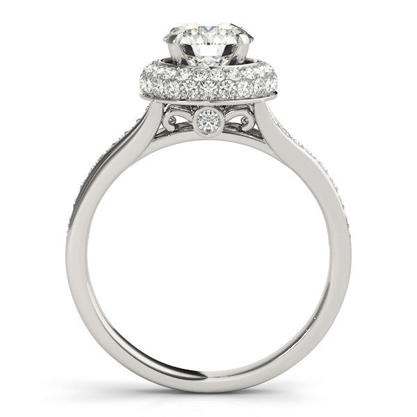 2.00Ct DE/VS Lab Grown Round Diamond Halo Engagement Ring 18K White Gold