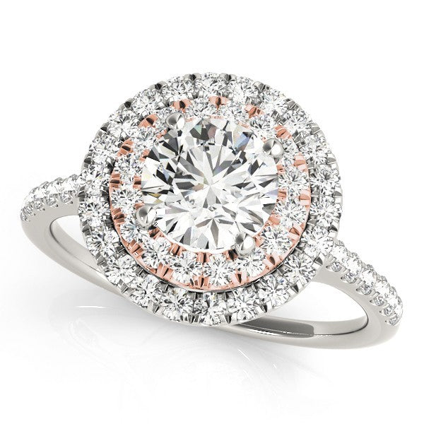 Lab Grown Round Diamond Halo Engagement Ring 18K Yellow Gold