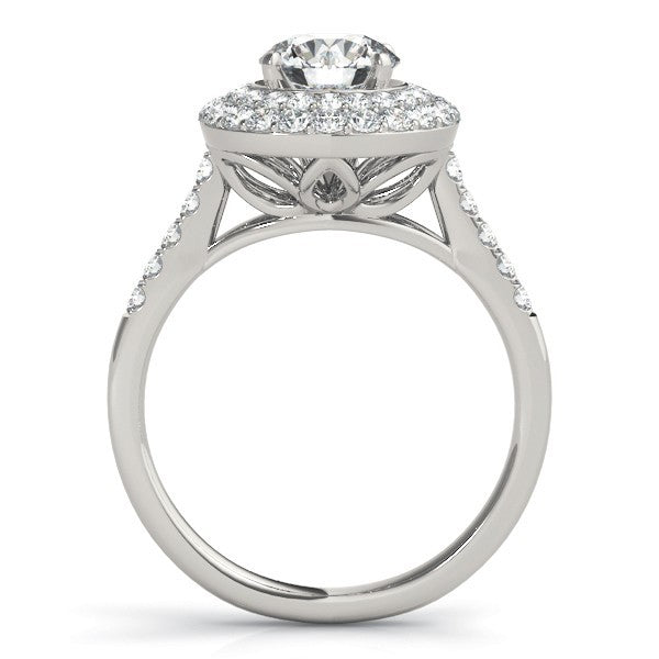 Lab Grown Round Diamond Halo Engagement Ring 18K Rose Gold