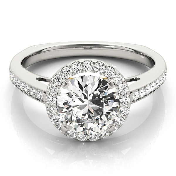 2.00 Ct DE/VS Lab Grown Round Diamond Halo Engagement Ring 18K White Gold