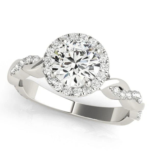 Lab Grown Round Cut Diamond Halo Engagement Ring For Women