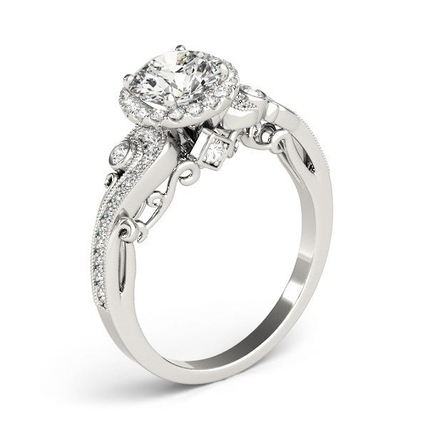 Lab Grown Round Diamond Halo Engagement Ring in 18K Rose Gold