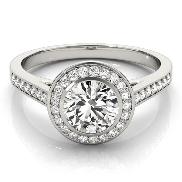 2.00 Carat DE/VS Lab Grown Round Cut Diamond Halo Engagement Ring 18K White Gold