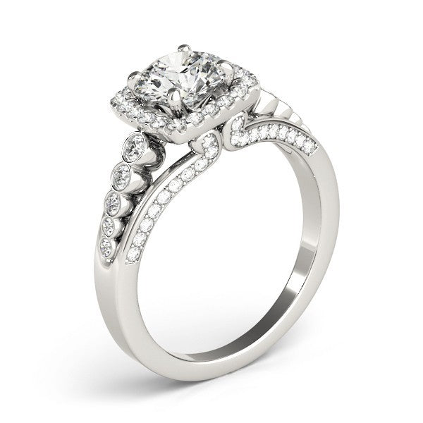 2.00 Ct DE/VS Lab Grown Round Diamond Halo Engagement Ring 18K White Gold