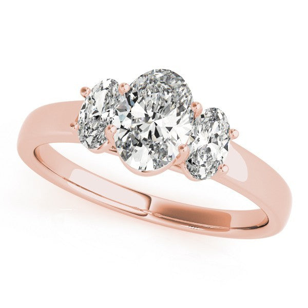Lab Grown Oval Cut Diamond Trilogy Engagement Ring Platinum