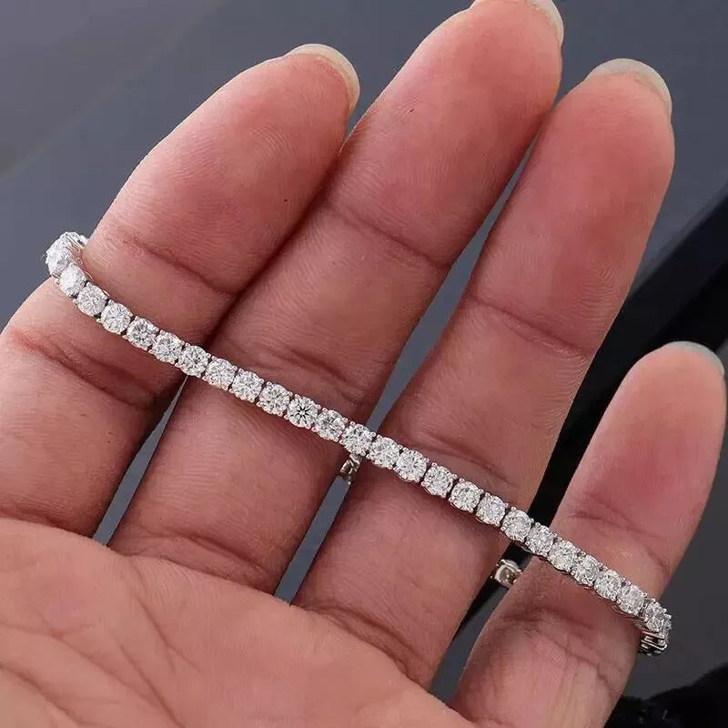 Tennis Bracelet For Women Natural Round Cut Diamond Claw Set With Two Secure Locks, 1.75 Ct To 8.00 Ct, 7" Inches Length