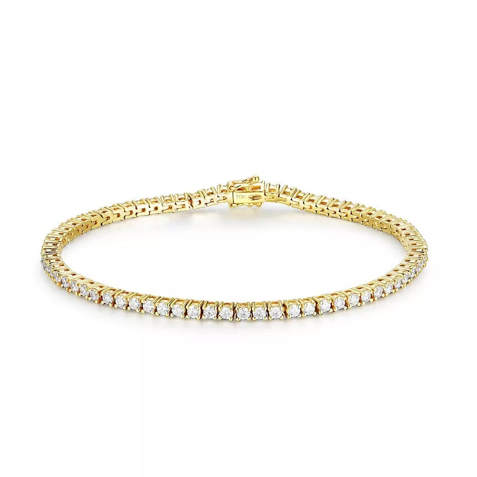 Tennis Bracelet For Women Natural Round Cut Diamond Claw Set With Two Secure Locks, 1.75 Ct To 8.00 Ct, 7" Inches Length