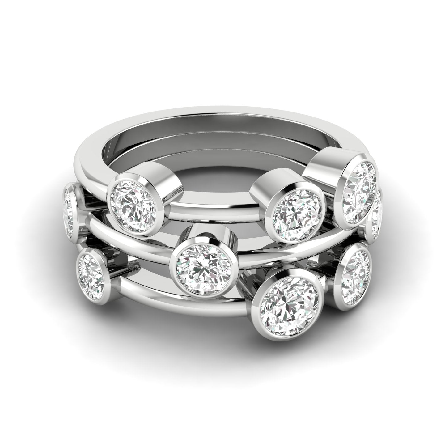 Lab-Grown Diamond Bubble Ring 2.00 Carat Gold & Platinu Handmade