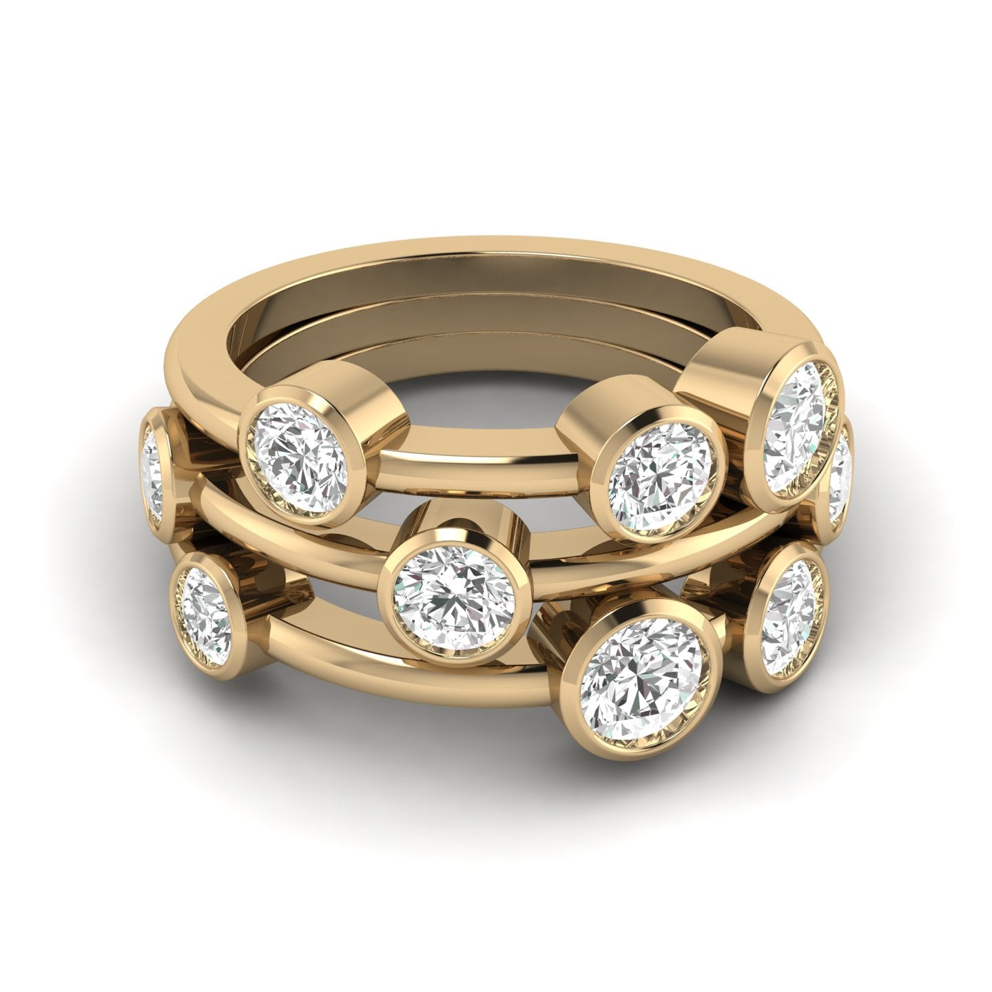 Lab-Grown Diamond Bubble Ring 2.00 Carat Gold & Platinu Handmade