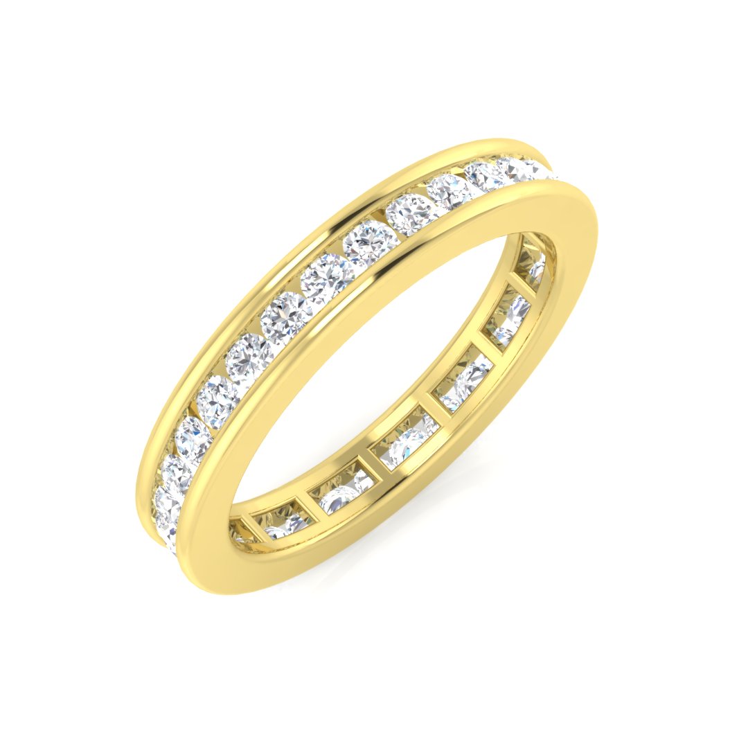 0.50-3.00ct Lab-Grown Round Cut D/VVS Diamond Channel Set Full Eternity Ring.