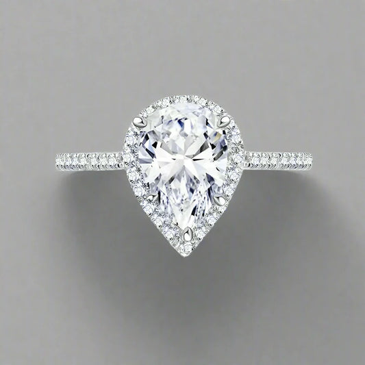 0.81 Carat Natural Pear Diamond Cluster Engagement Ring