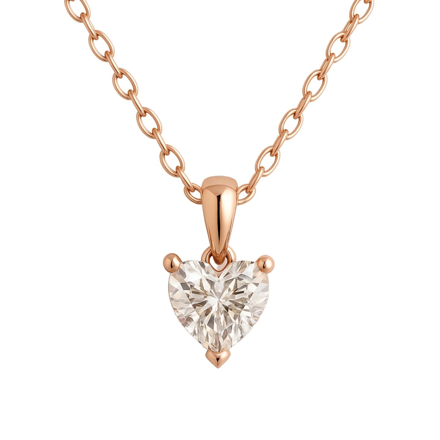 Natural Heart Cut Diamond Claw Set Solitaire Pendant in Gold