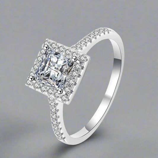 0.82 Carat Natural Princess Diamond Cluster Engagement Ring