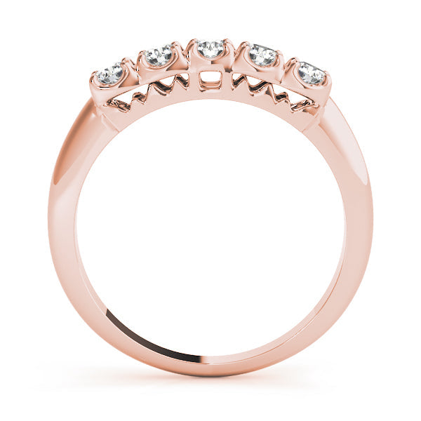 0.33ct Lab-Grown Round Diamond 5-Stone French Style Prong Setting Diamond Ring, DE Color VVS Clarity