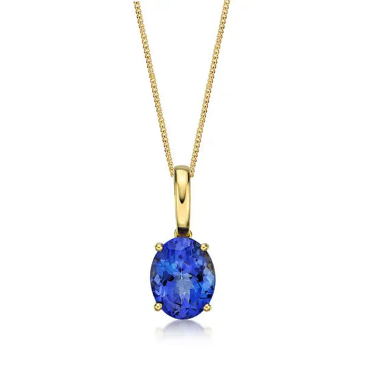 Oval Shape Tanzanite Stone Solitaire Necklace