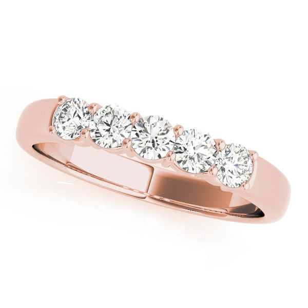0.50ct Lab-Grown Round Diamond 5-Stone Shallow Scalloped Shared Prong Setting Diamond Ring, DE Color VVS Clarity