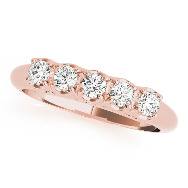 0.33ct Lab-Grown Round Diamond 5-Stone French Style Prong Setting Diamond Ring, DE Color VVS Clarity