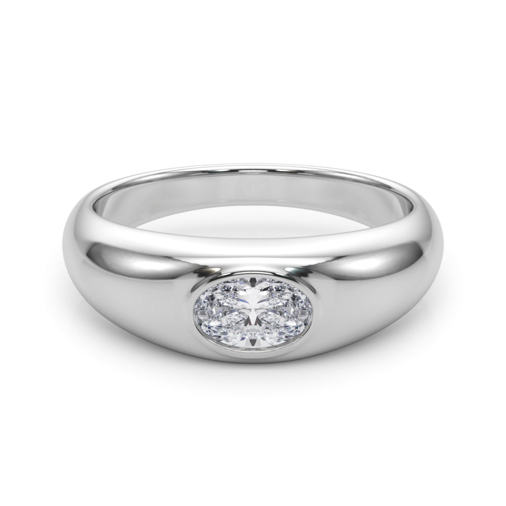 IGI Lab-Grown Oval Diamond Horizontal Bezel Solitaire Engagement Ring