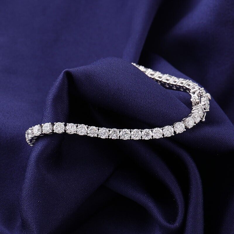 Tennis Bracelet For Women Natural Round Cut Diamond Claw Set With Two Secure Locks, 1.75 Ct To 8.00 Ct, 7" Inches Length