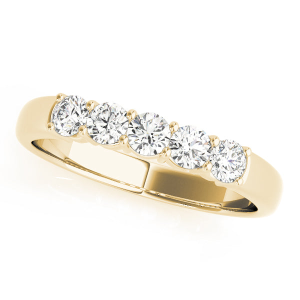 0.50ct Lab-Grown Round Diamond 5-Stone Shallow Scalloped Shared Prong Setting Diamond Ring, DE Color VVS Clarity