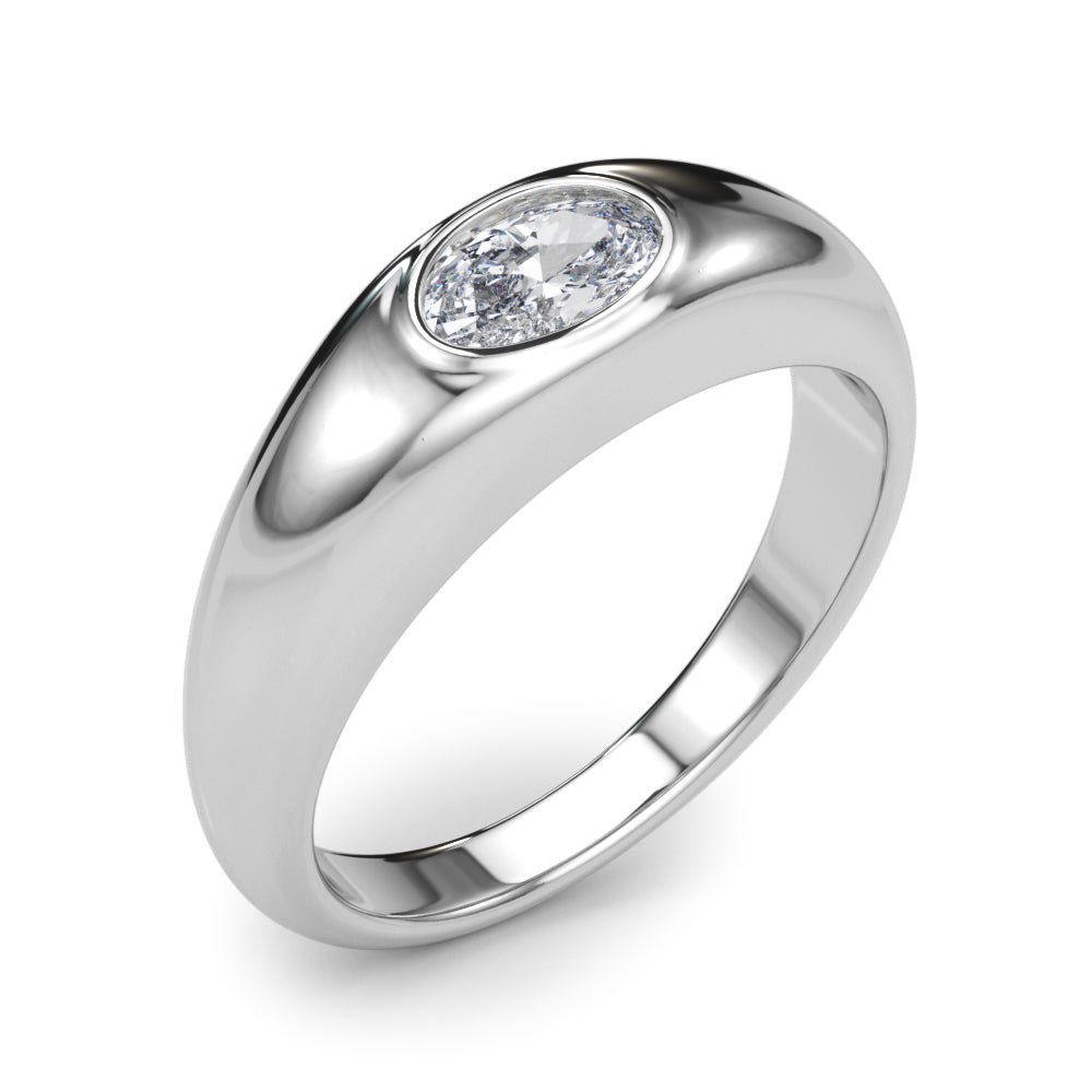 IGI Lab-Grown Oval Diamond Horizontal Bezel Solitaire Engagement Ring