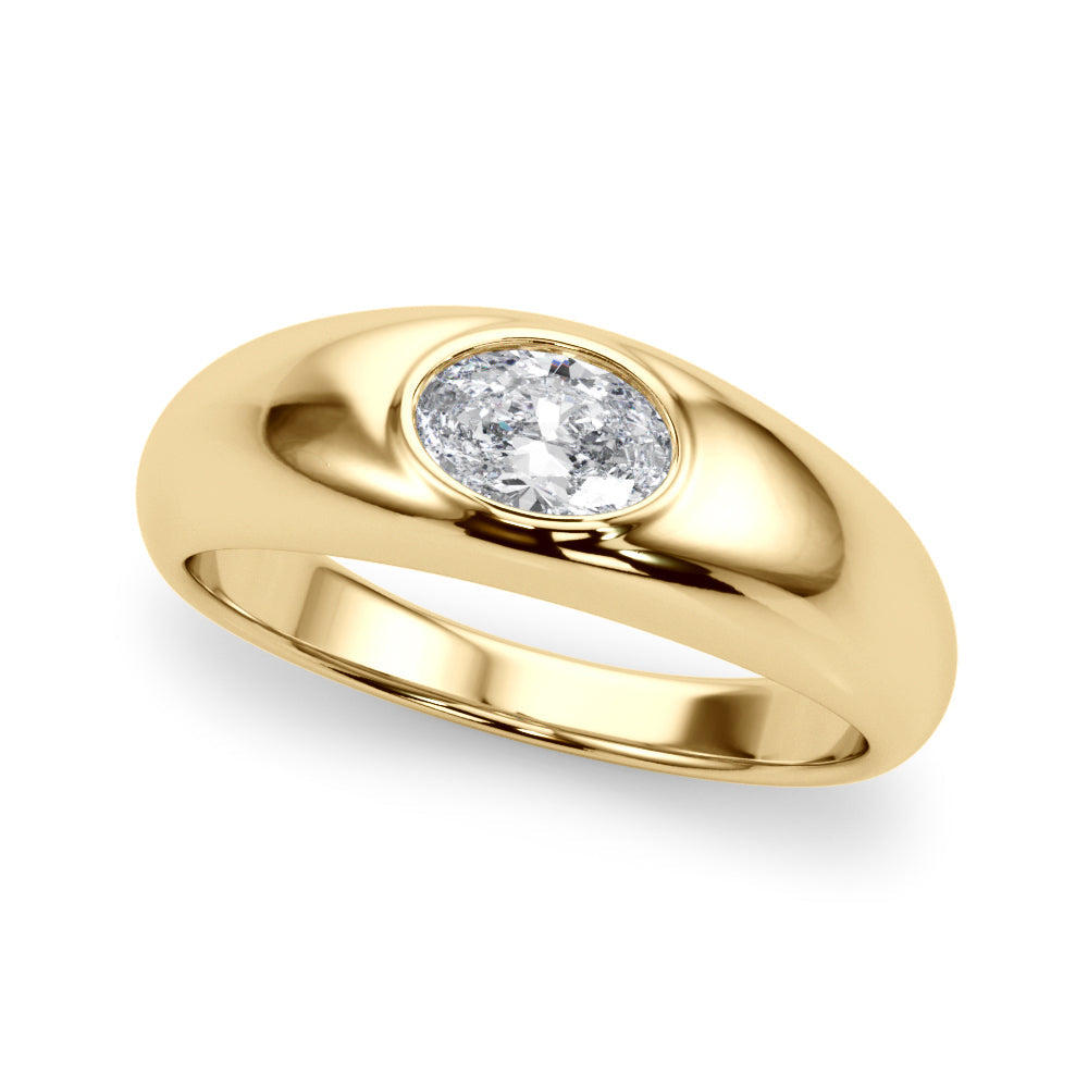 IGI Lab-Grown Oval Diamond Horizontal Bezel Solitaire Engagement Ring