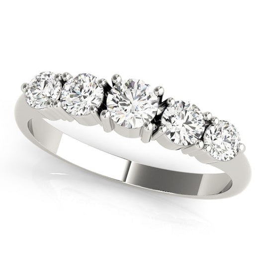 0.75ct Lab-Grown Round Diamond 5-Stone Deep U-basket Graduated Shared Prong Setting Diamond Ring, DE Color VVS Clarity